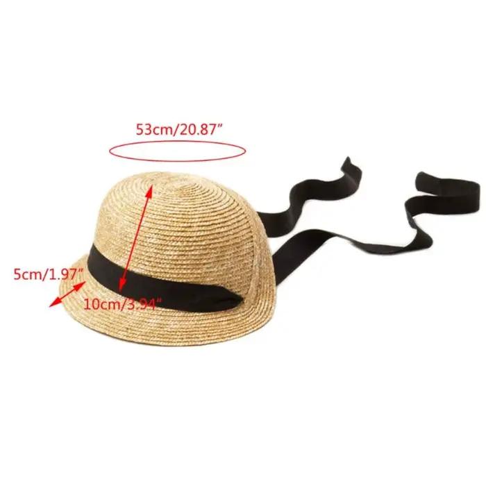 Chapeau de soleil en paille tressée pour filles