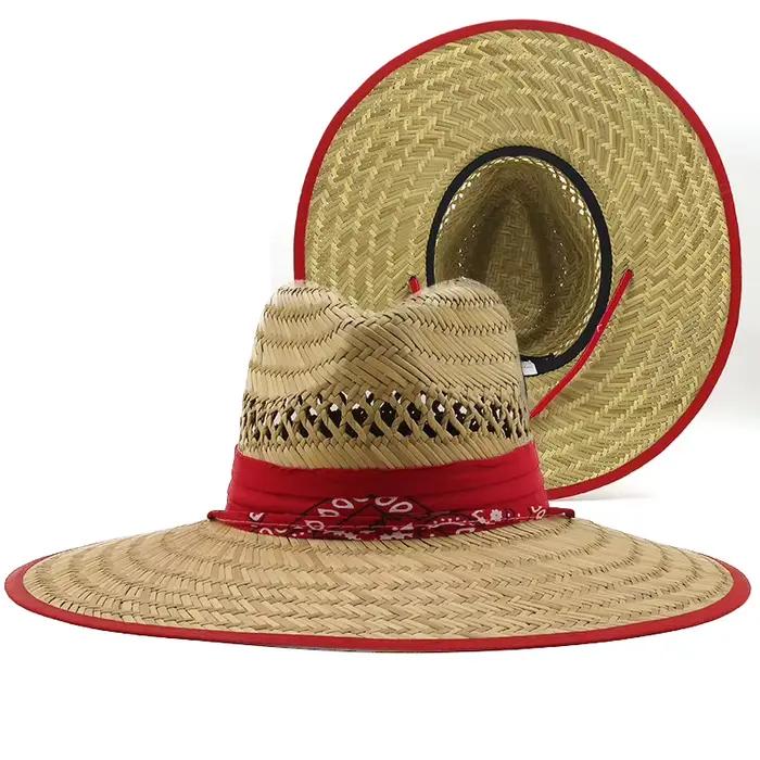 Simple travail manuel femmes hommes paille été plage chapeau de soleil en plein air été large bord Jazz Panama