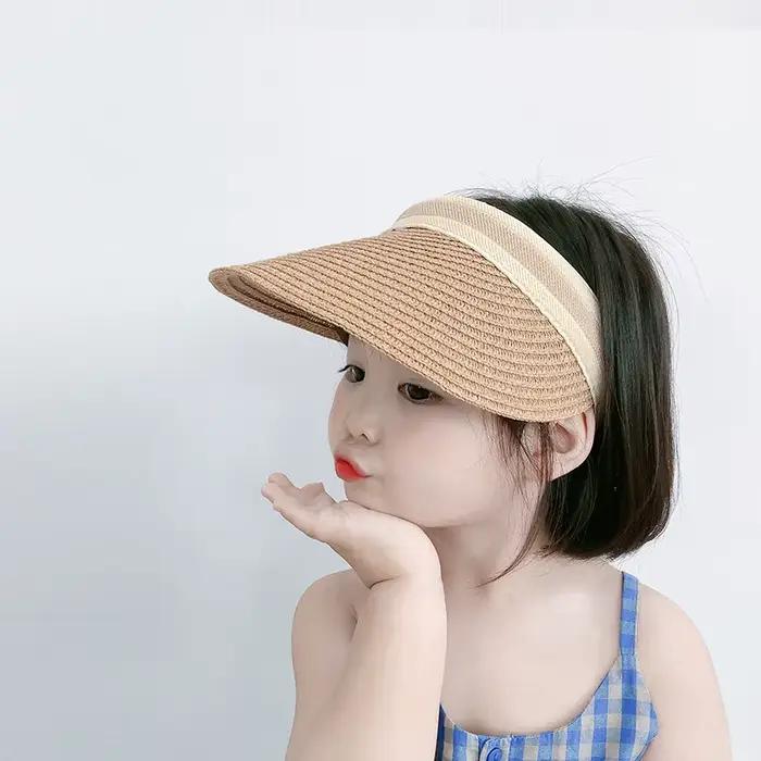 Chapeau à visière en paille pour filles