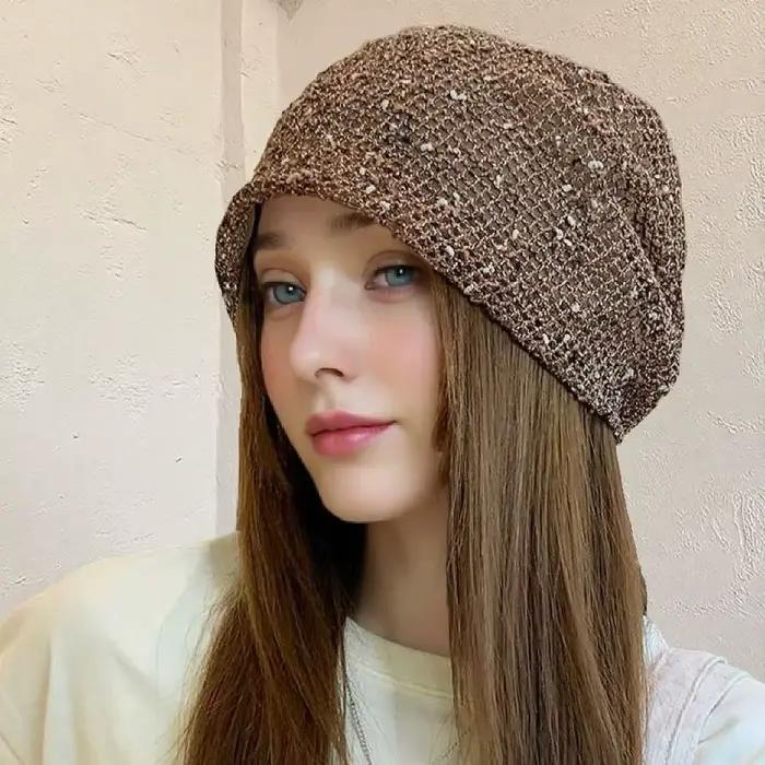 Bonnet en maille style bohème décontracté fait main finement tricoté style ethnique pour filles occasions spéciales ``` 此版本遵循了所有的格式要求,并且没有添加任何非列表中的特性或细节。同时,它也确保了描述中不会提及价格、产地等信息。