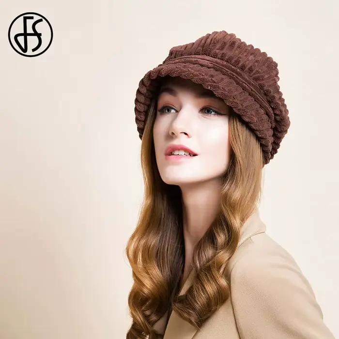 FS bérets blancs casquette hiver automne chapeau pour femmes chapeaux octogonaux dames