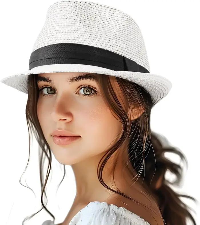 Chapeau Fedora en paille pour femmes et hommes