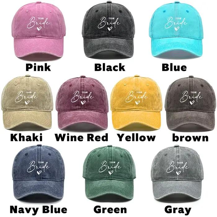 Casquette de baseball Team Bride impression multicolore réglable pour camping randonnée et activités outdoor unisexes polyvalentes quatre saisons