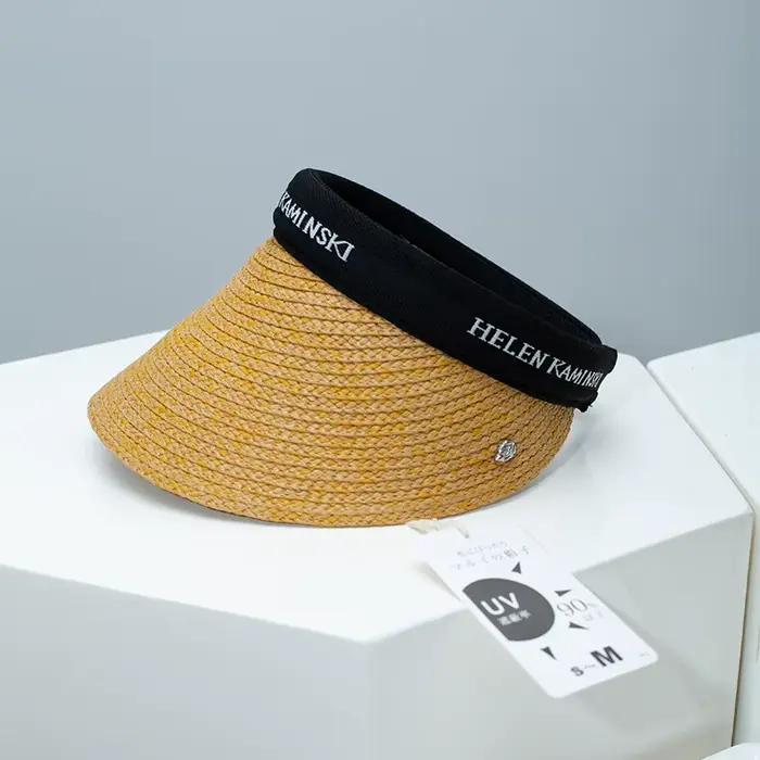 Chapeau Visière en Paille pour Femme avec Pince à Cheveux Intégrée