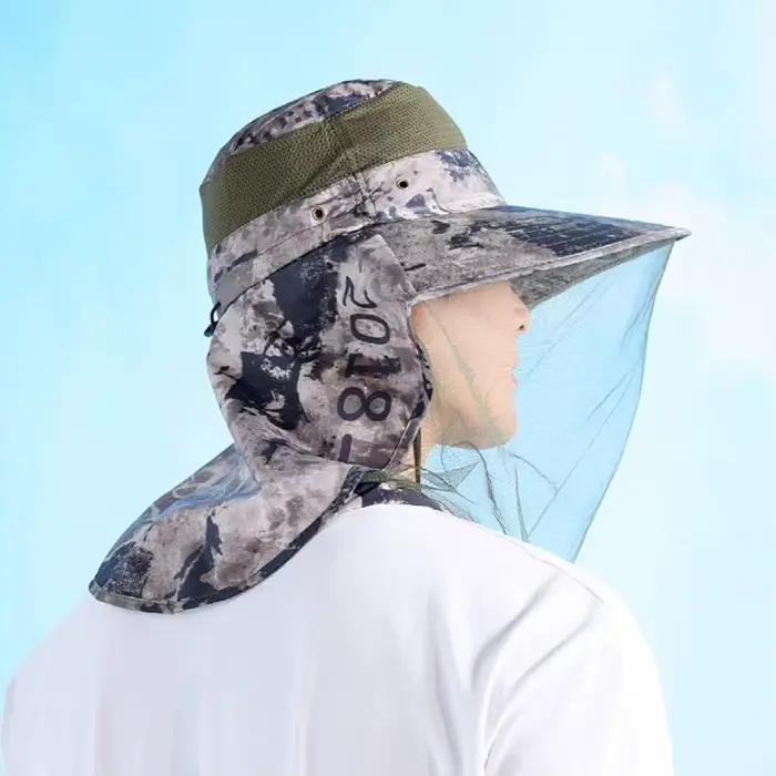 Chapeau anti-moustiques d'extérieur en maille respirante protection complète insectes abeilles randonnée pêche camping protection solaire