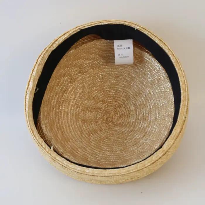 Chapeau de paille rond 100% naturel pour femmes