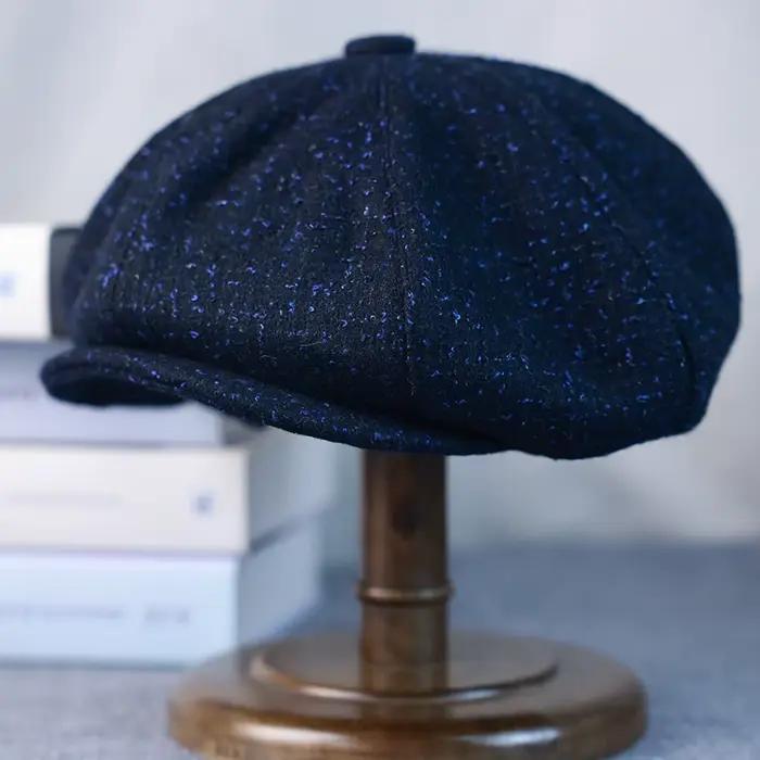 Nouvelle femme casquette gavroche hommes laine chapeau 8 panneau