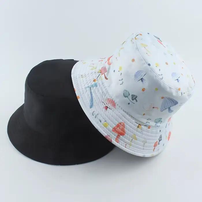 Chapeau seau Panama pliable imprimé champignon