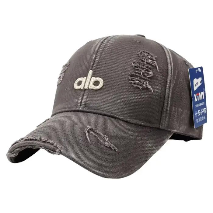 Casquette de baseball en jean délavé style américain vintage avec broderie de lettres