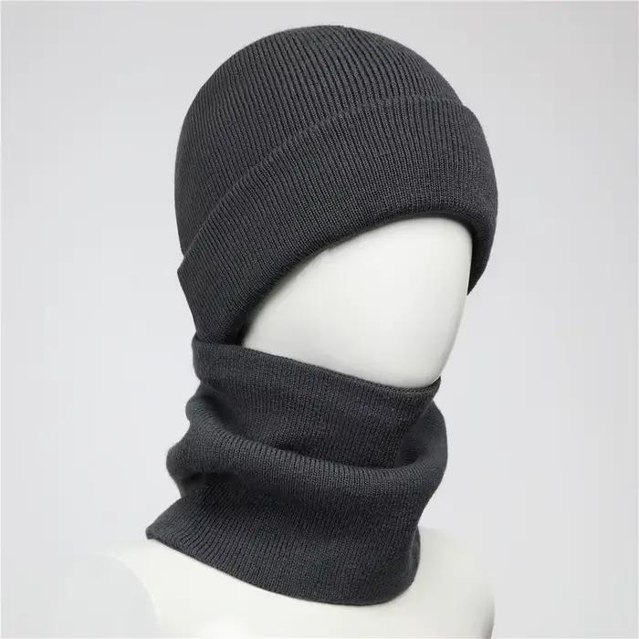 Bonnet et écharpe tricotés doublés en polaire pour cyclistes et amateurs de plein air résistant au froid occasions hivernales et sorties extérieures