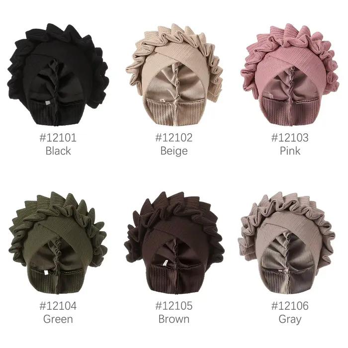 Turban à fleurs à volants pour femmes