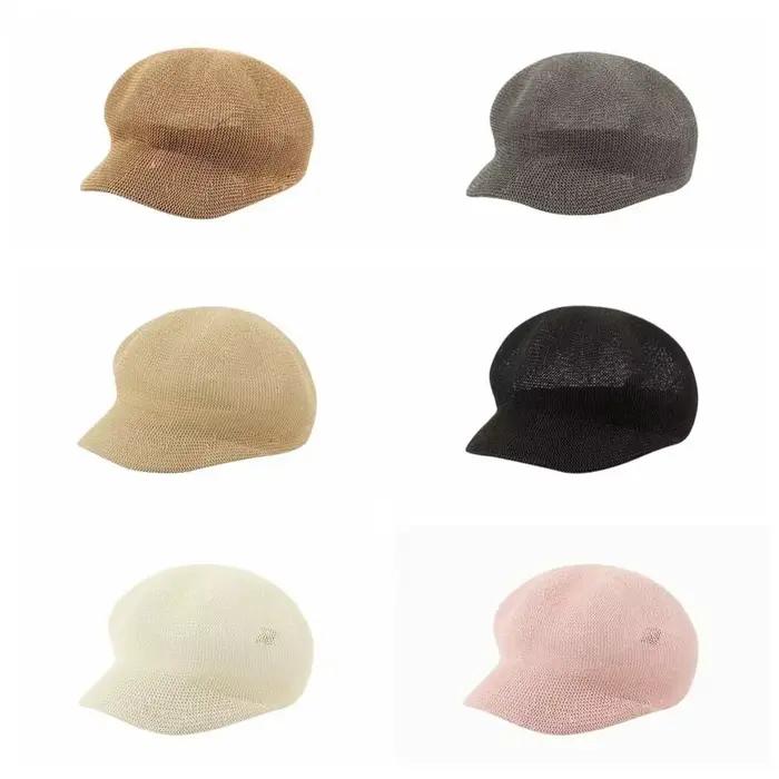 Élégante Casquette Octogonale en Paille Unie pour Femme