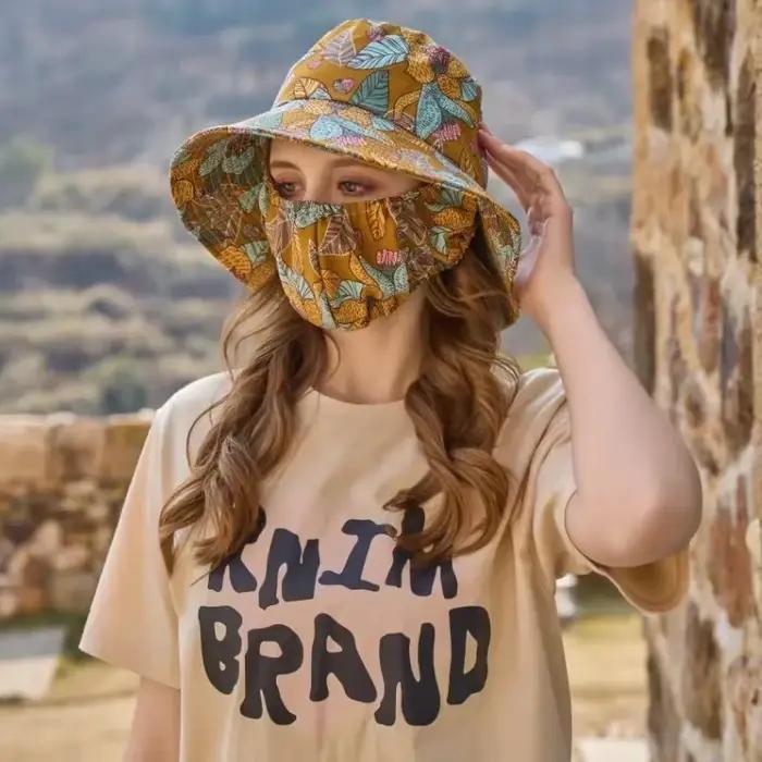 Nouveau chapeau masque intégré avec protection solaire pour femme