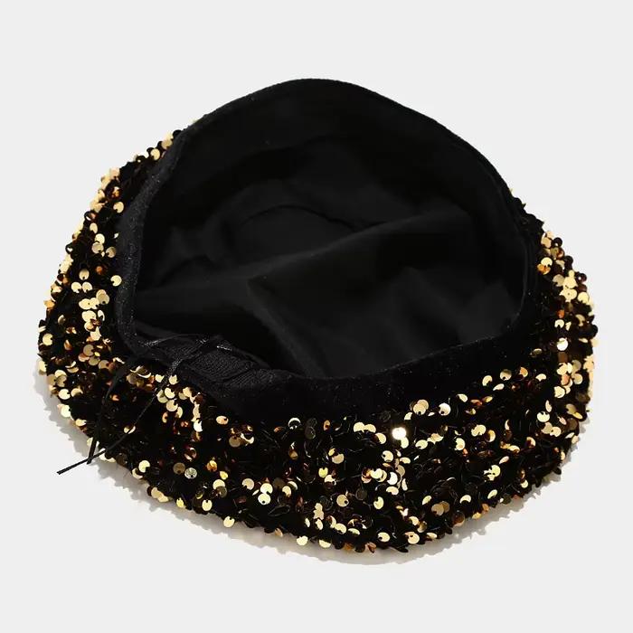 Béret à paillettes automne et hiver chapeau de peintre rue tout-match