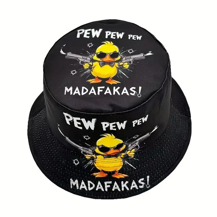 Casquette Bob Réversible « MADAFAKAS » Style Hip Hop, Motif Canard de Dessin Animé Amusant, Design Mignon, Texture Rétro