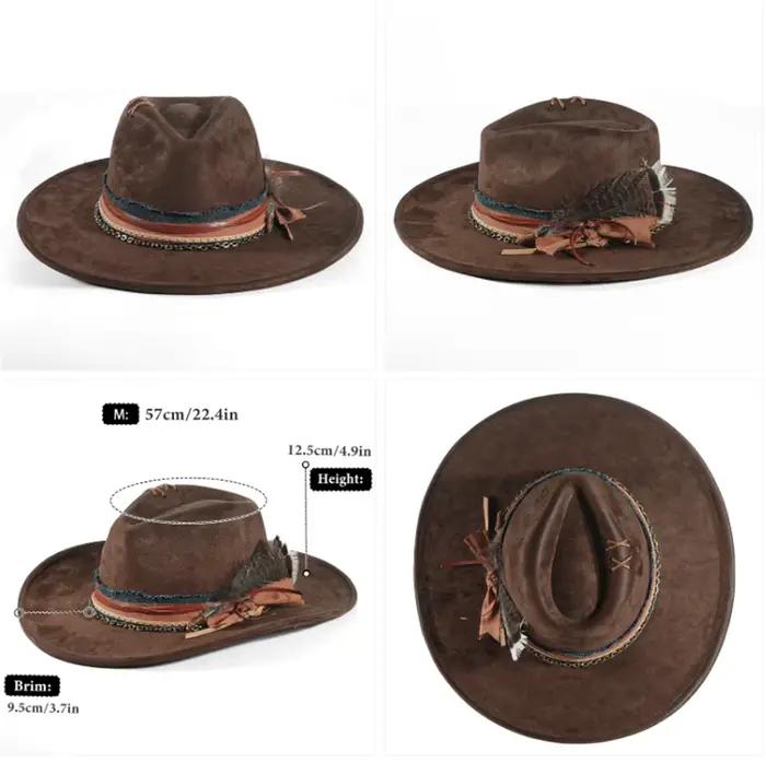 Chapeau Fedora fait à la main en daim pour hommes et femmes