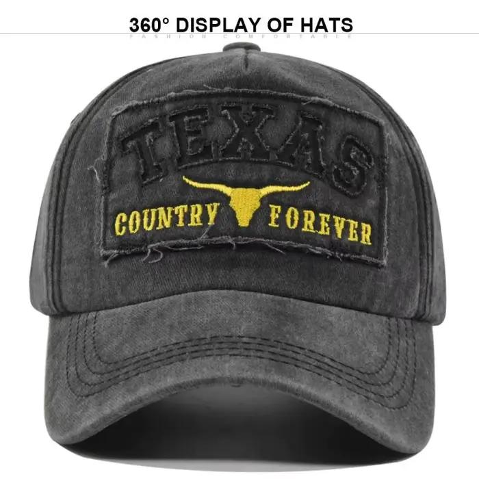 Nouvelle Casquette de Baseball Vintage Unisexe en Coton Lavé Style Tendance avec Broderie Lettres TEXAS – Chapeau de