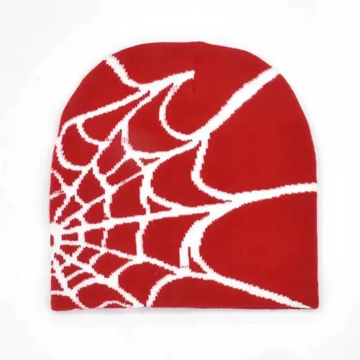 Chapeau en tricot imprimé toile d'araignée unisexe