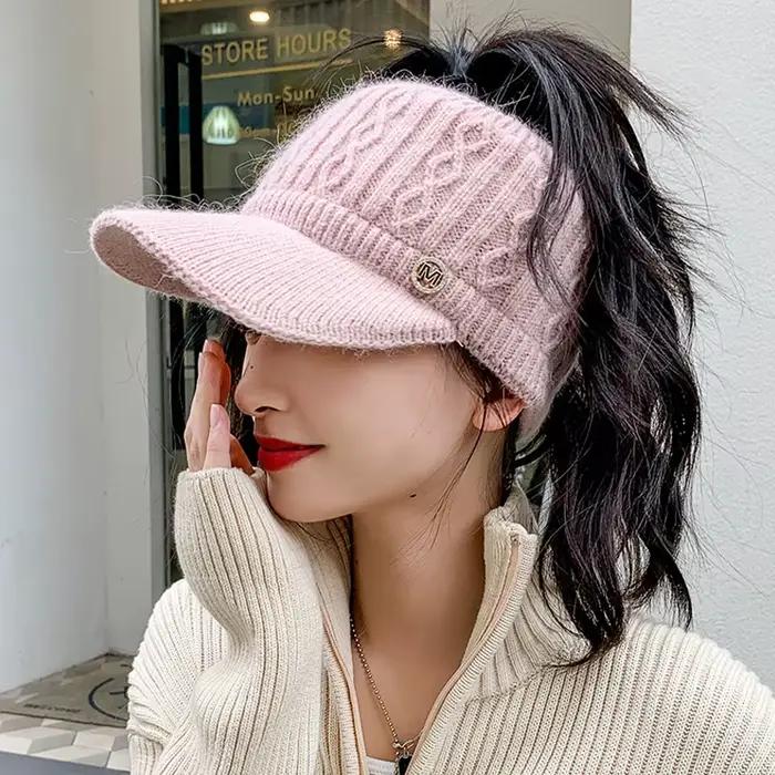 Nouveau bonnet en laine tricotée double couche pour l'automne et l'hiver