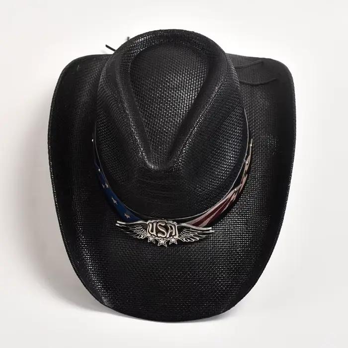 Chapeau de Cowboy Occidental en Paille pour Homme et Femme