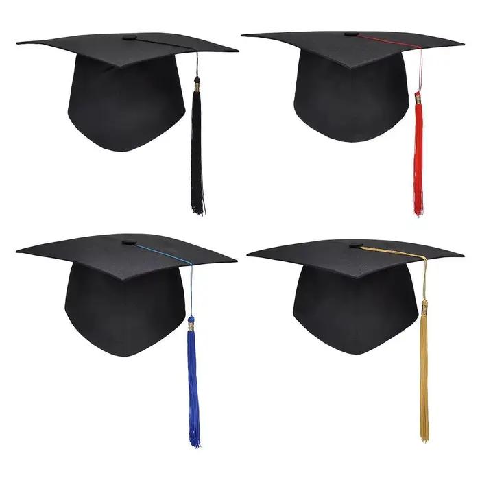 Chapeau de Diplôme Noir pour Adultes Chapeau de Graduation Unisexe en Coton Matière Élégante pour Occasions Spéciales Cérémonies de Remise de Diplômes Fêtes de Promotion