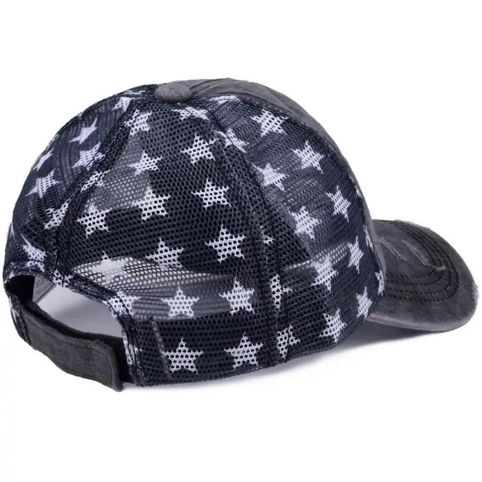 Casquette de baseball avec éléments de drapeau américain broderie en relief points d'étoiles et filet pour hommes et femmes style patriotique occasions spéciales