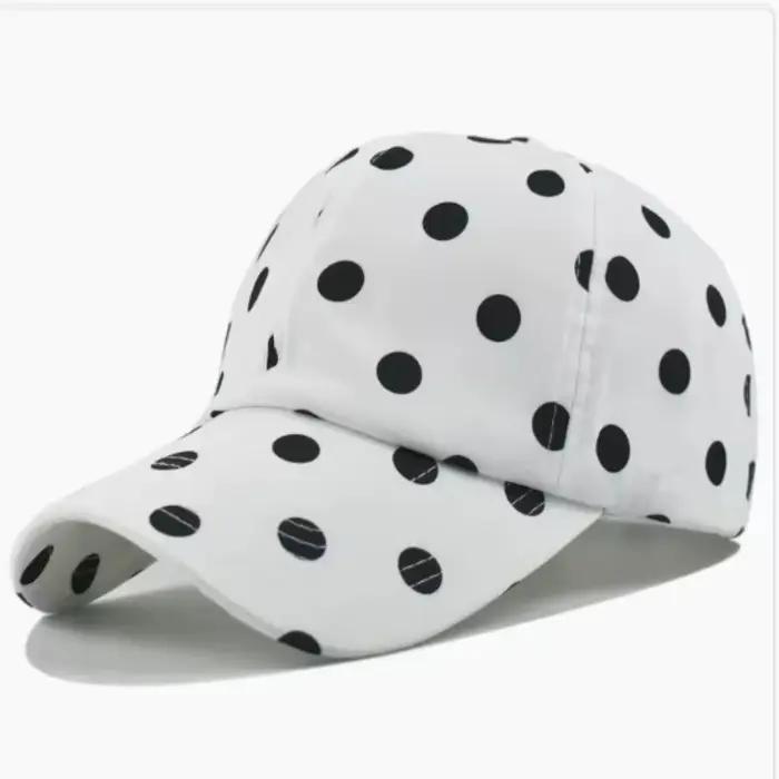 Casquette de baseball coréenne à bord souple à pois