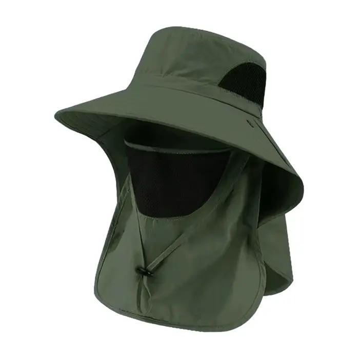 Chapeau de pêche en polyester avec protection solaire UV large bord pour homme et femme occasions plage randonnée voyage