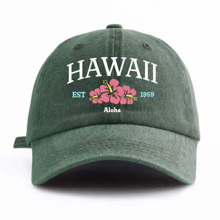 Casquette de Baseball délavée imprimée HAWAII pour adultes