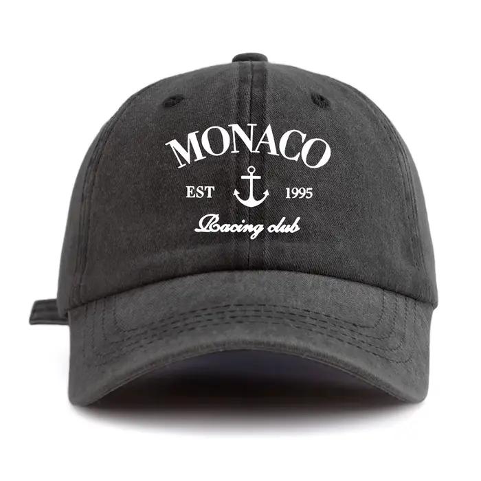 Casquette de Baseball délavée imprimée MONACO pour adultes