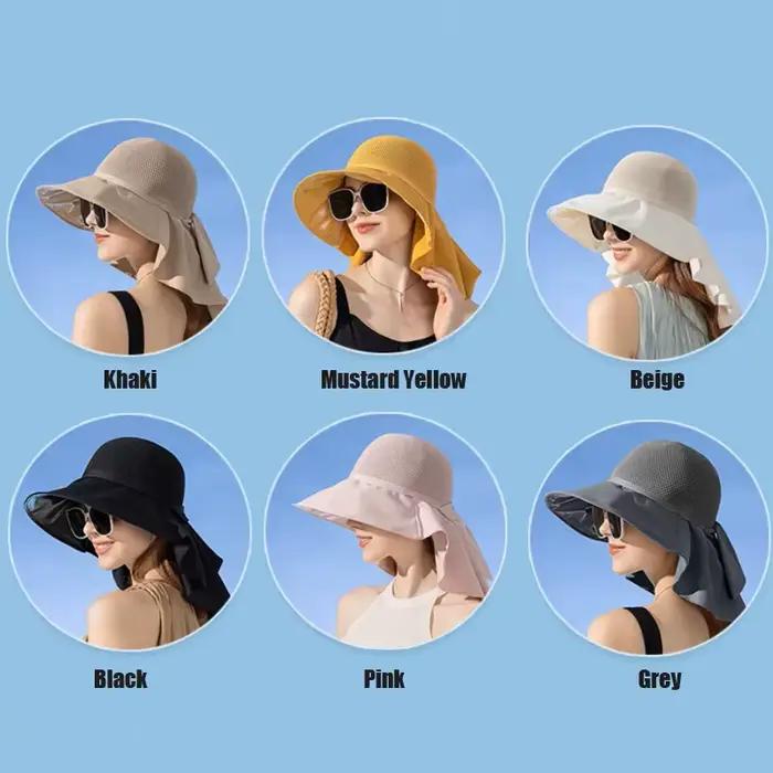 Chapeau de soleil anti-UV pour femme avec protection du cou