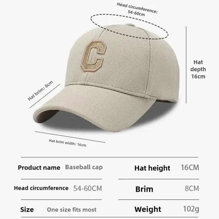 1 Casquette de baseball brodée lettre C pour homme