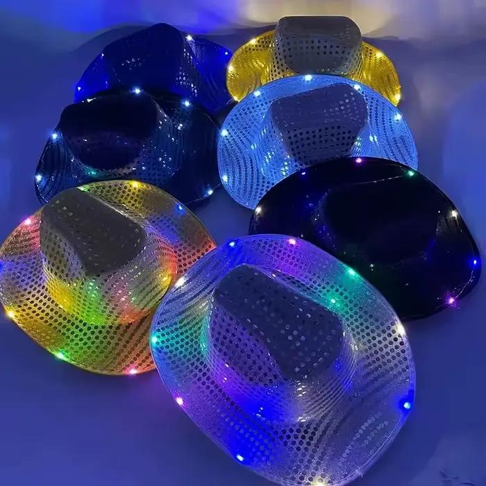 Chapeau de cow-girl de cowboy lumineux avec casquette lumineuse LED