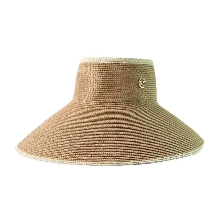Chapeau de paille à large bord style européen et américain pour femme