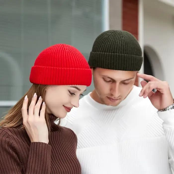 Chapeau tricoté unisexe polyester rayé mode sport chaud pour homme et femme hiver occasions décontractées