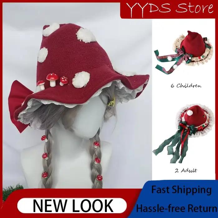 Ensemble de chapeaux de sorcière de noël Parent-enfant – Chapeau haut-de-forme gothique Lolita pour femmes et accessoire