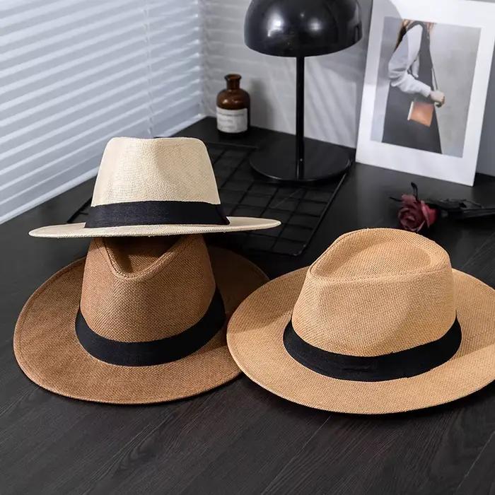 Chapeau de paille Panama unisexe style sport protection solaire plage et ville pour hommes et femmes