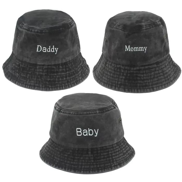 Chapeau seau en Denim délavé pour parents et enfants