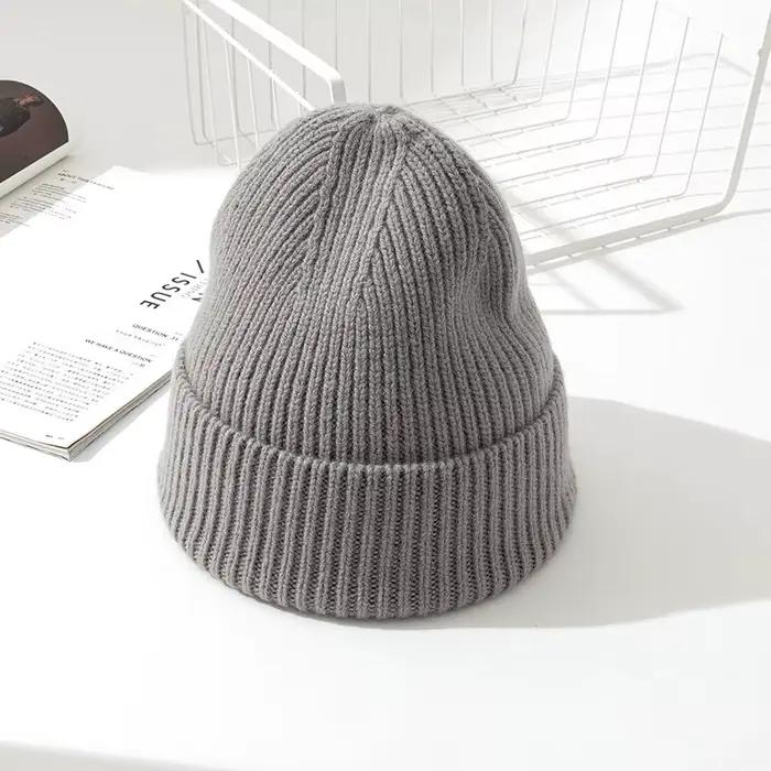 100% laine mérinos nouveau bonnet hiver femmes hommes garçons filles Crochet Skullies chapeau couleur unie automne tricoté bonnets casquettes