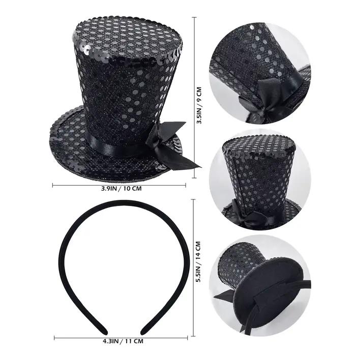 Mini chapeau haut-de-forme à paillettes pour femmes