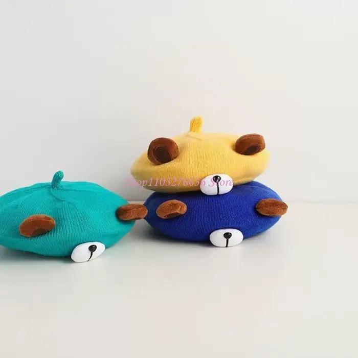 R6FD – bonnet tricoté ours dessin animé mignon pour garçons filles