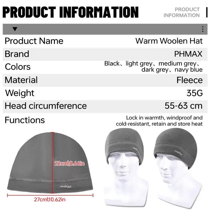 Casquette de Cyclisme en Polaire PHMAX Chaud et Coupe-Vent pour Hommes et Femmes Occasions Extérieures et Plein Air