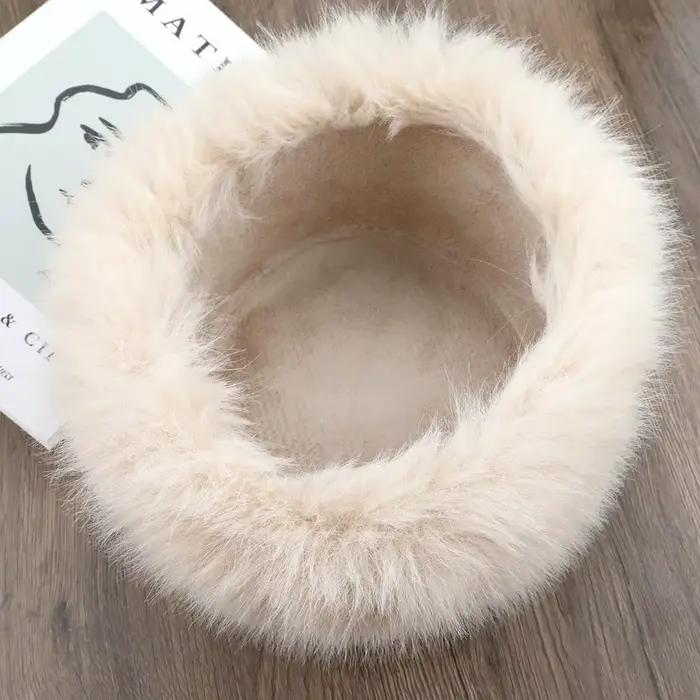 Chapeau bob en fausse fourrure de renard pour femme