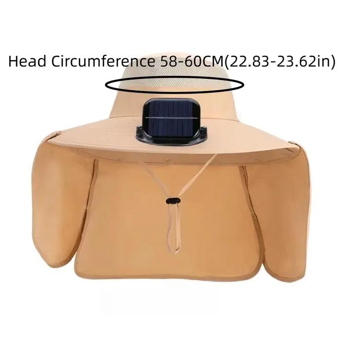 Chapeau de pêche solaire UPF50+ avec ventilateur intégré et châle
