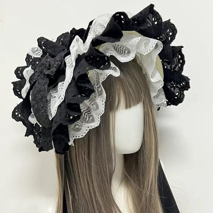 Lolita Han Yang chapeau de paille éclectique BNT dentelle fleur nœud papillon