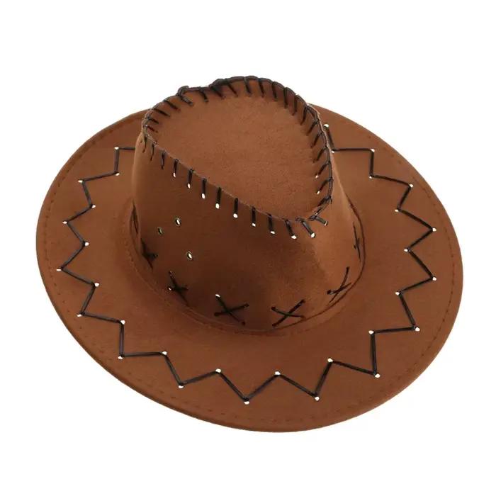 Chapeau de cowboy western en daim unisexe pour enfants