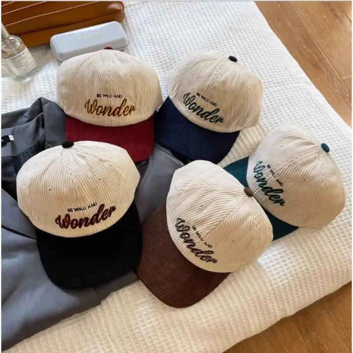 Casquette de baseball en velours côtelé brodé
