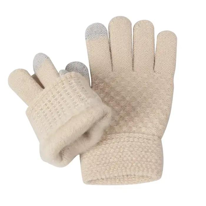 3 pièces enfants tricoté chapeau écharpe gants ensemble doublure polaire chaud