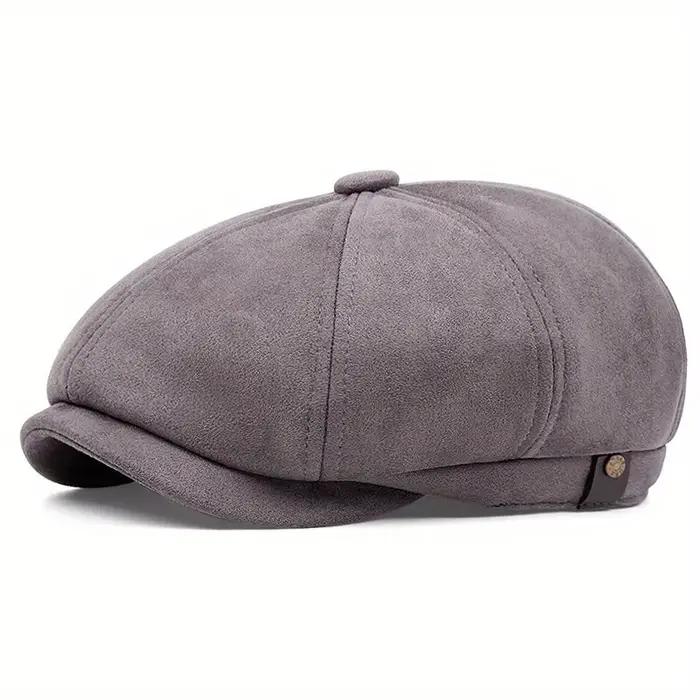 Casquettes de journal rétro en daim pour hommes