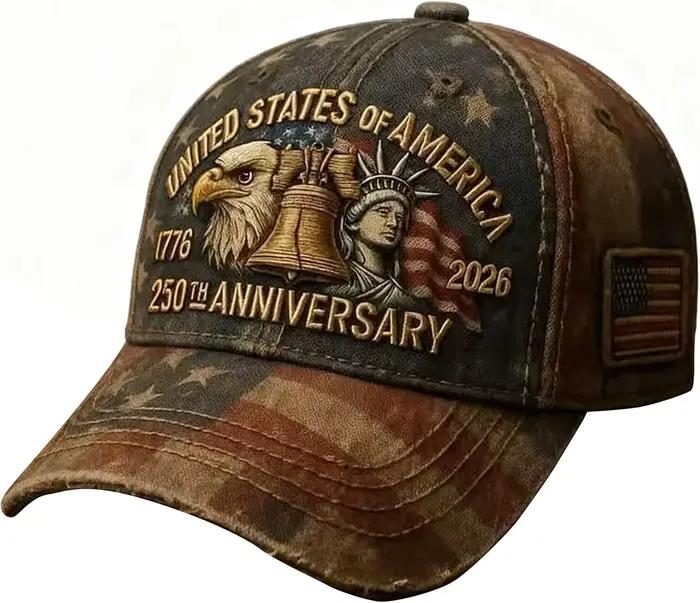 Casquette de baseball USA 250e Anniversaire Aigle Patriotique Marine Vétérans Hommes Femmes Polyvalente Occasions Spéciales Plage